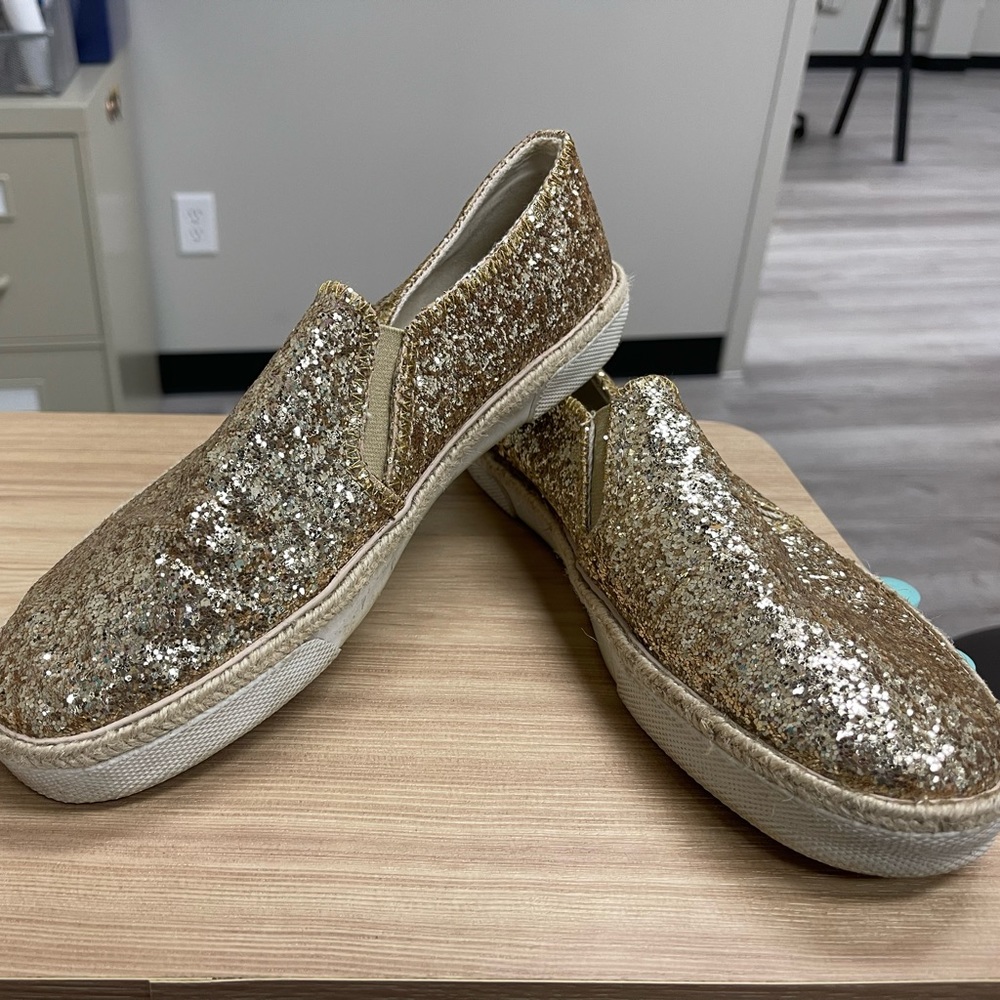 Jack Rogers Gold Sparkle Flats